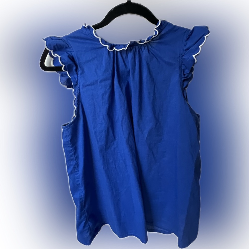 Banana Republic Blue Sleeveless Scalloped Blouse